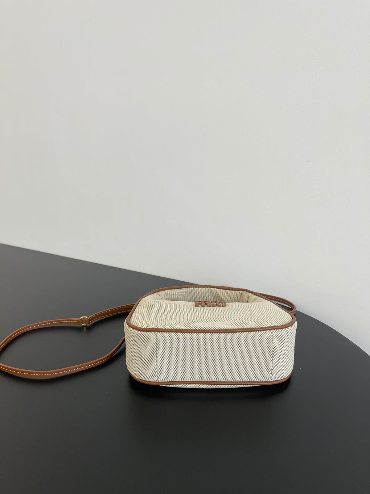 Miu Miu Mini Canvas Hobo Bag – Beige & Brown