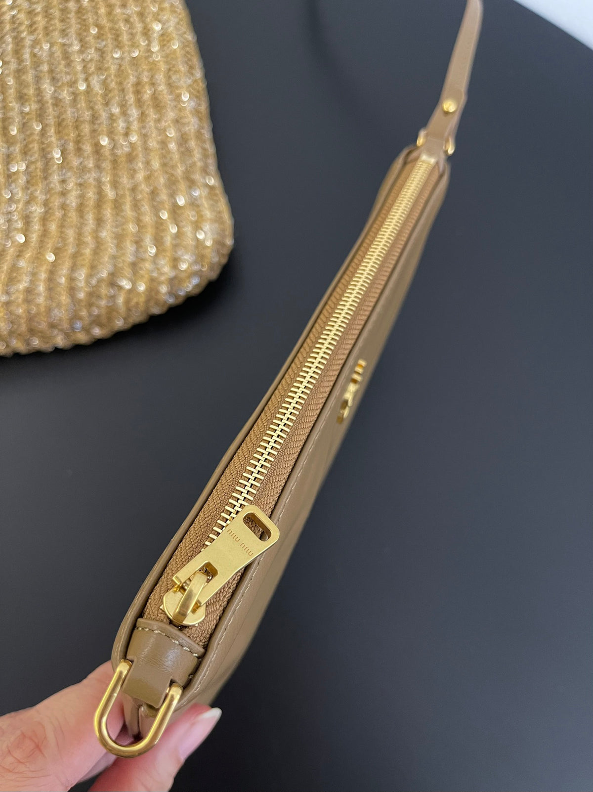 Miu Miu Woven Tote Bag – Gold