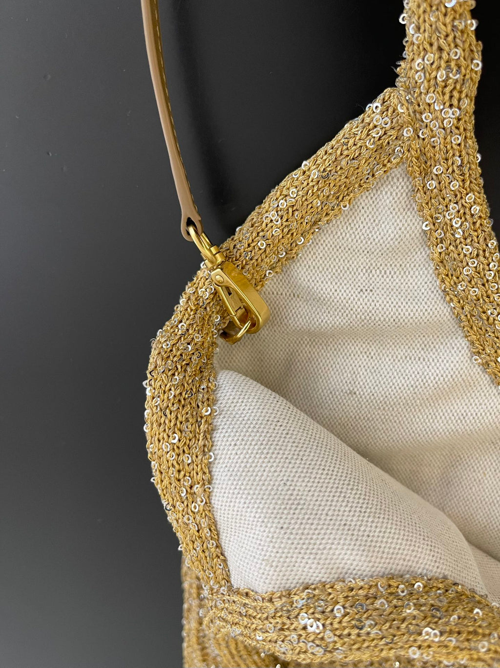 Miu Miu Woven Tote Bag – Gold