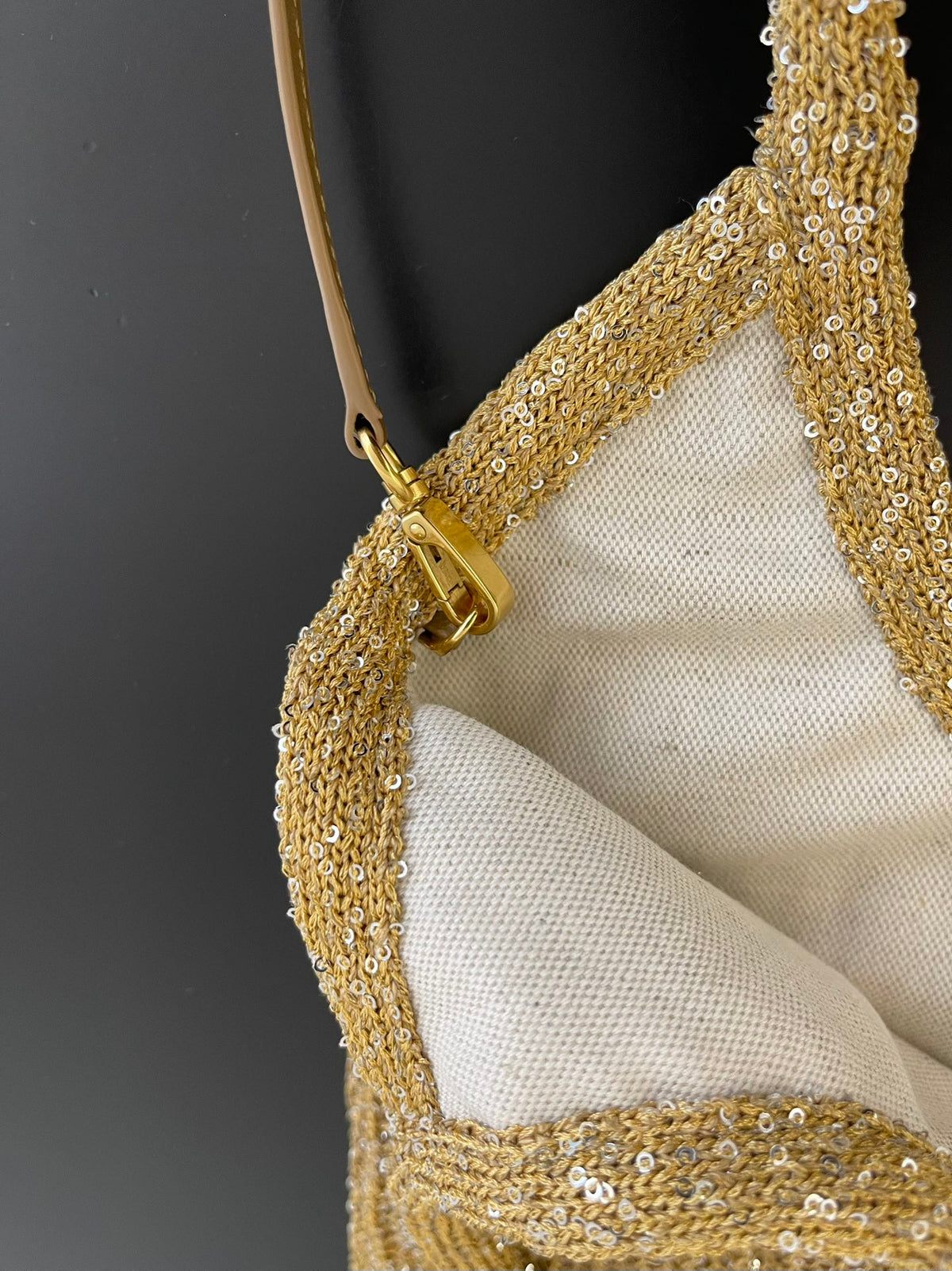 Miu Miu Woven Tote Bag – Gold