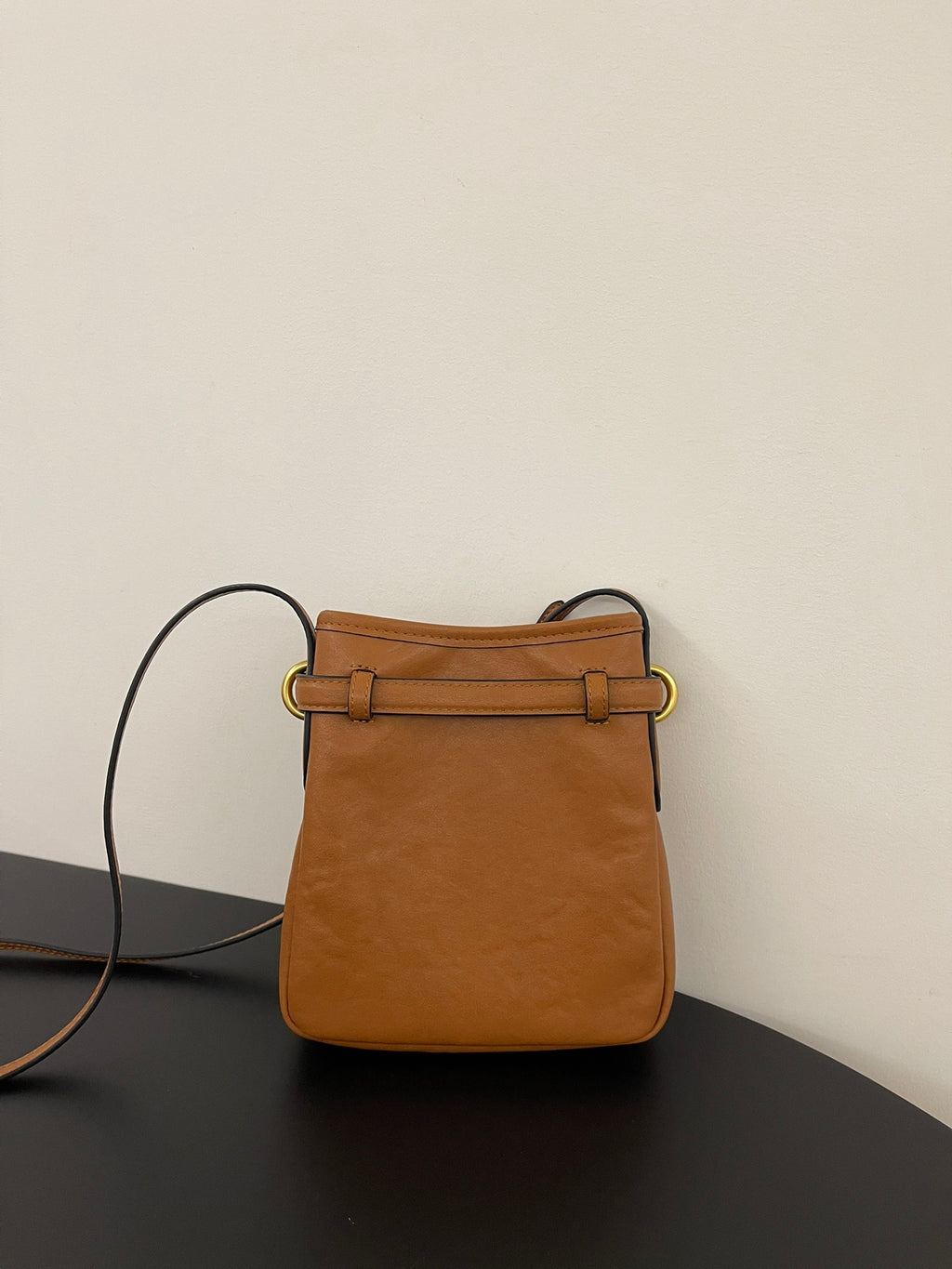 Miu Miu Aventure Leather Bucket Bag – Cognac