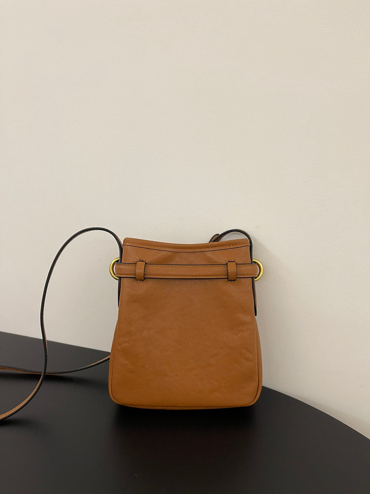 Miu Miu Aventure Leather Bucket Bag – Cognac