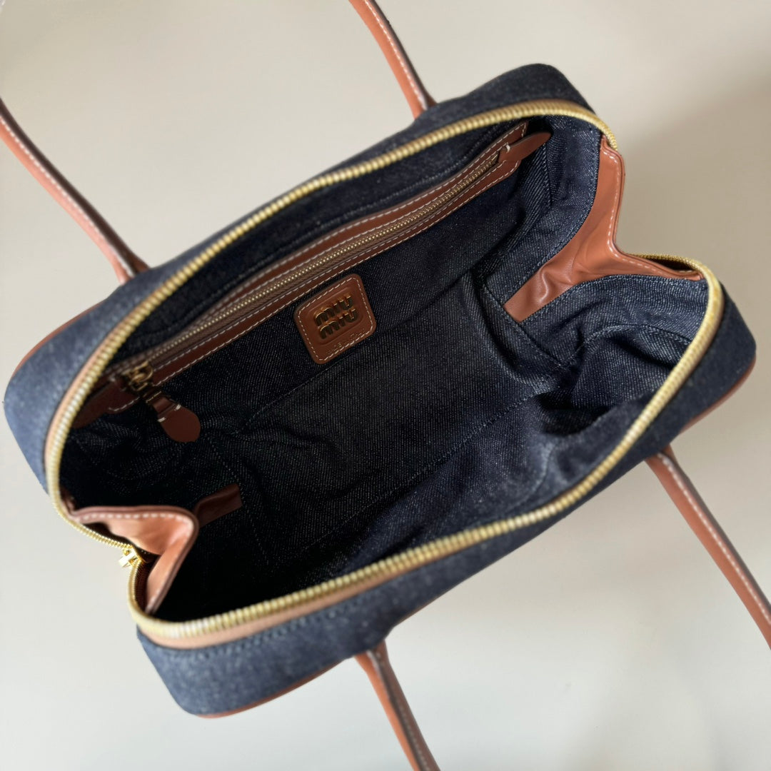 Miu Miu Denim Box Top Handle Bag – Navy Blue
