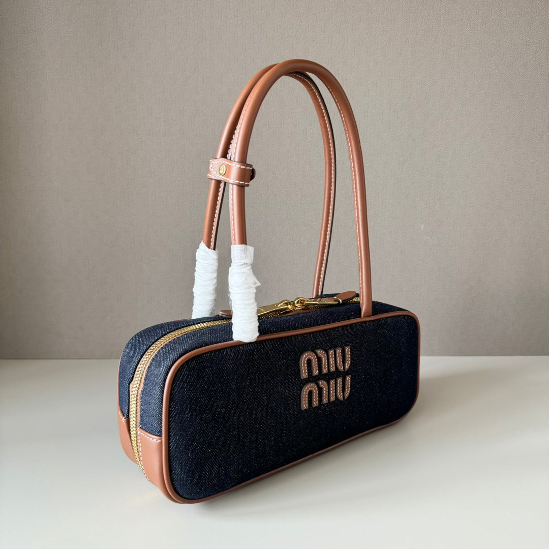 Miu Miu Denim Box Top Handle Bag – Navy Blue