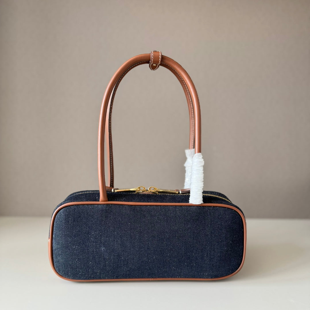 Miu Miu Denim Box Top Handle Bag – Navy Blue