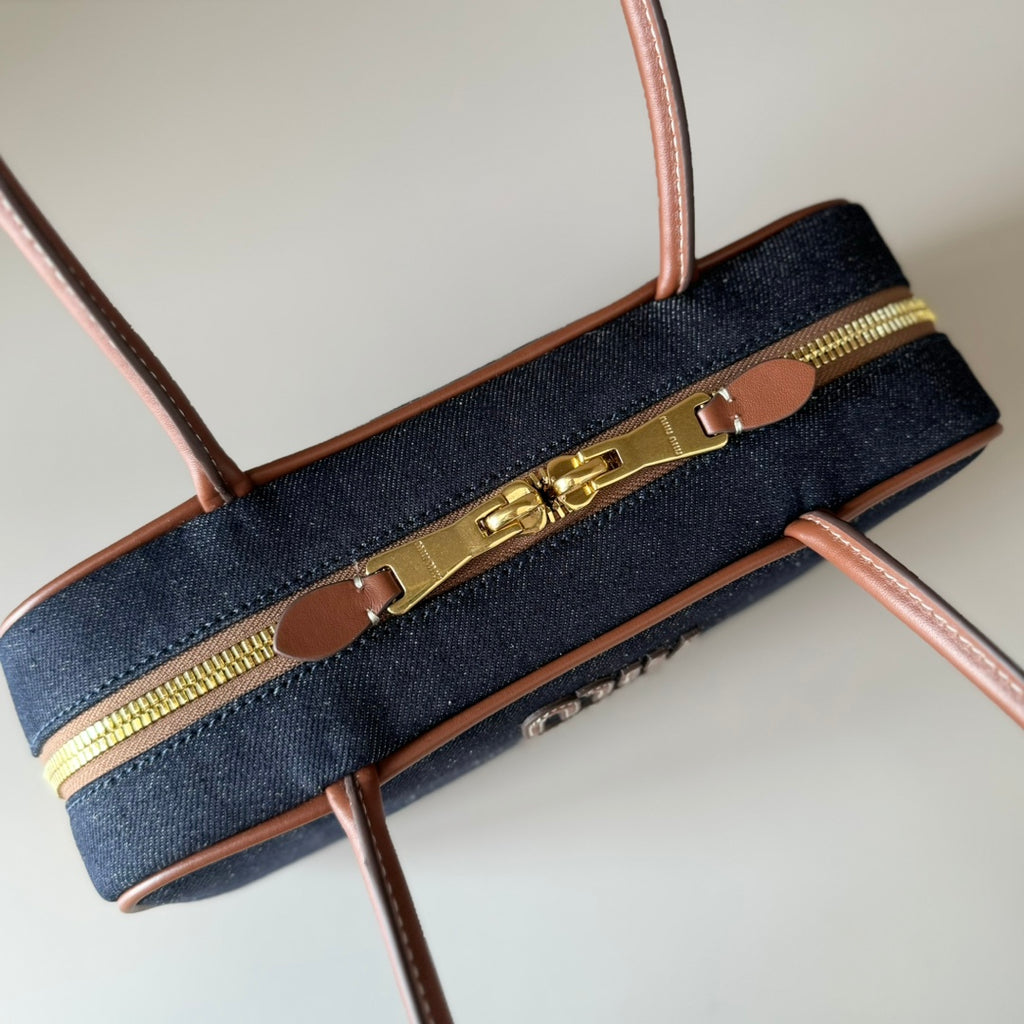 Miu Miu Denim Box Top Handle Bag – Navy Blue