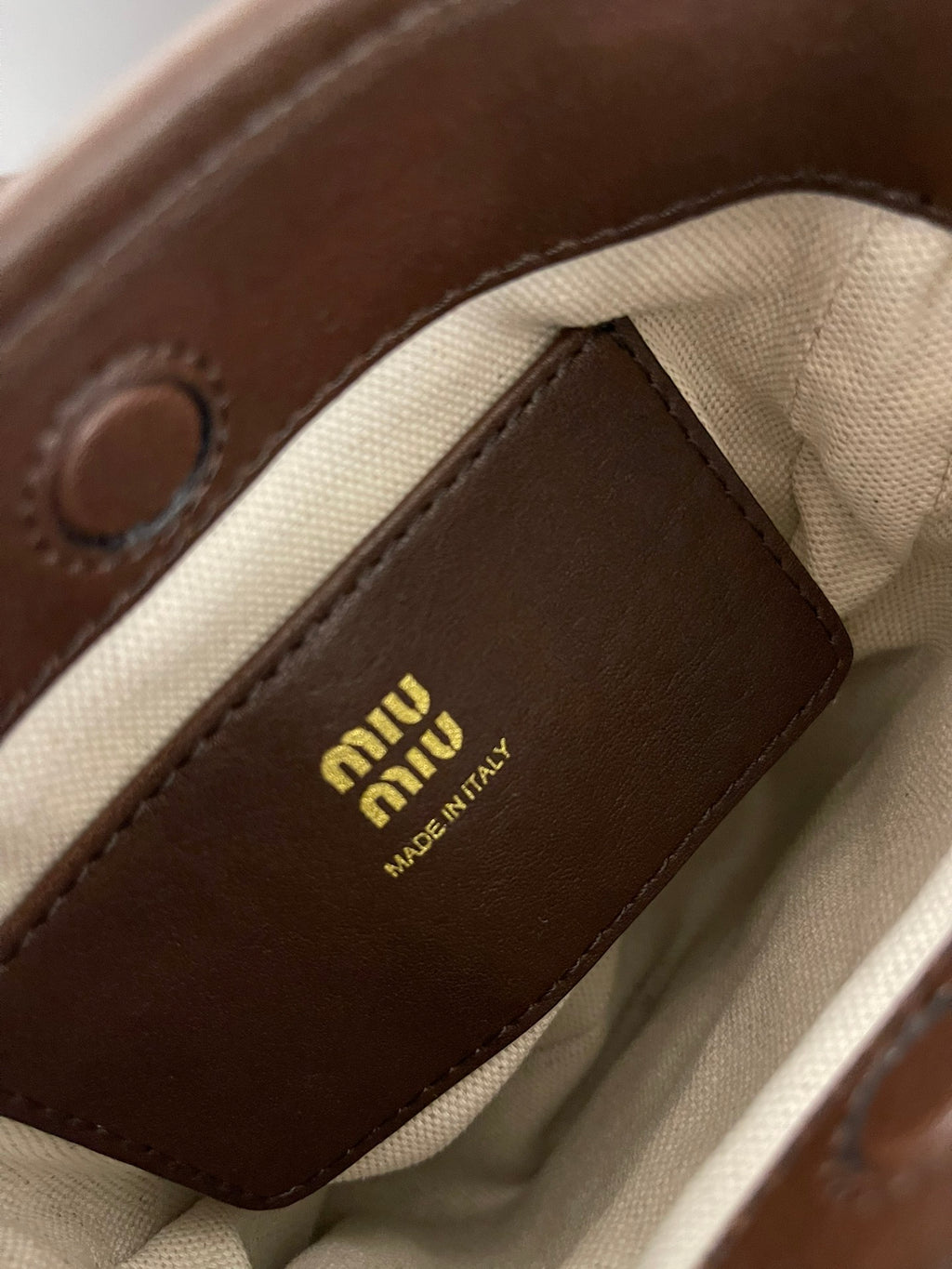 Miu Miu Aventure Leather Bucket Bag – Dark Brown
