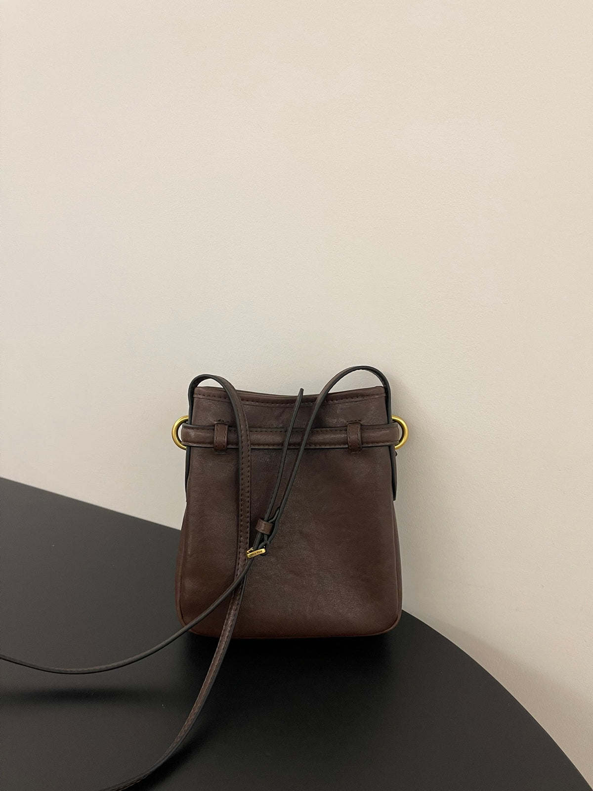 Miu Miu Aventure Leather Bucket Bag – Dark Brown