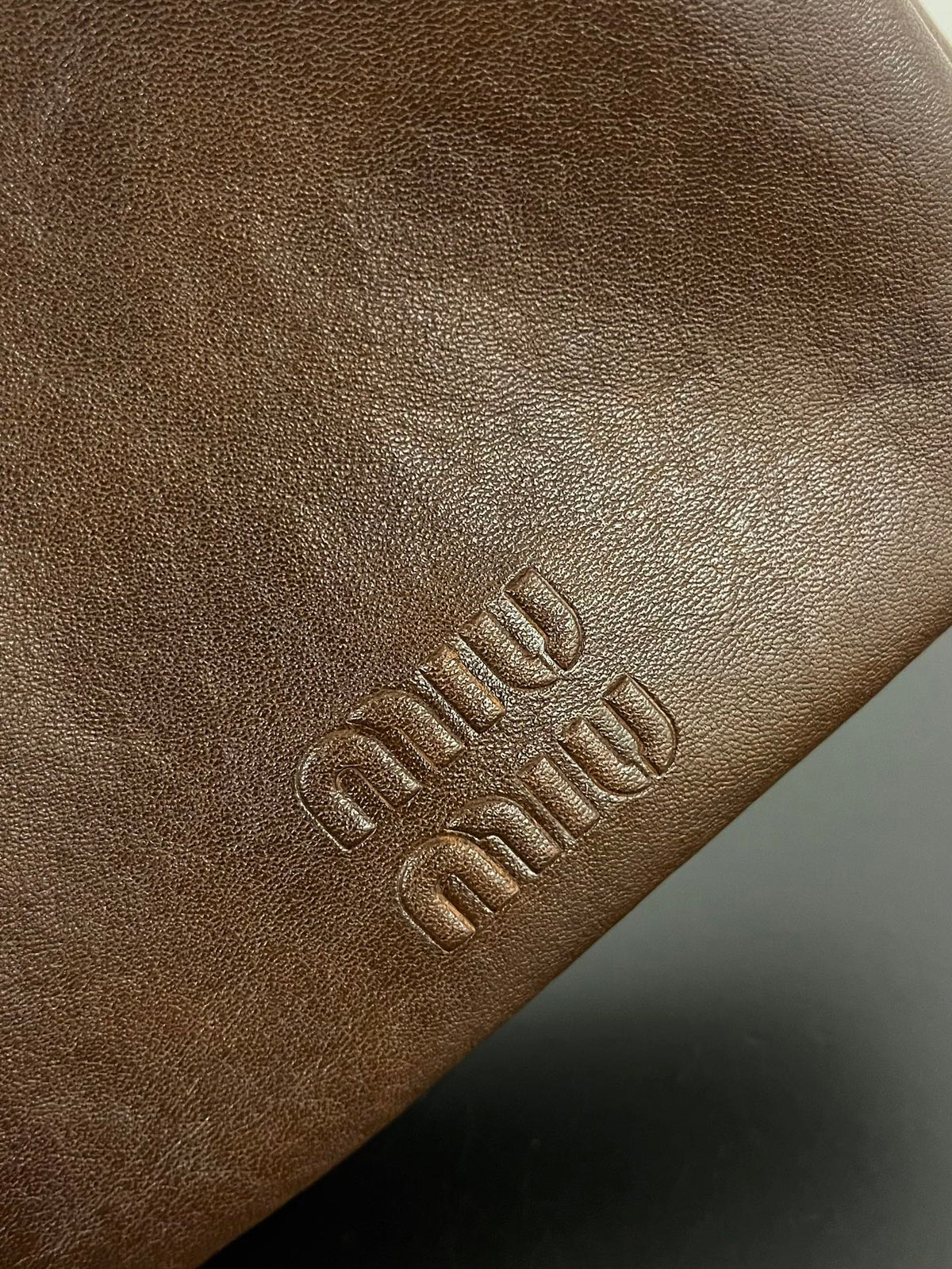 Miu Miu Aventure Leather Bucket Bag – Dark Brown