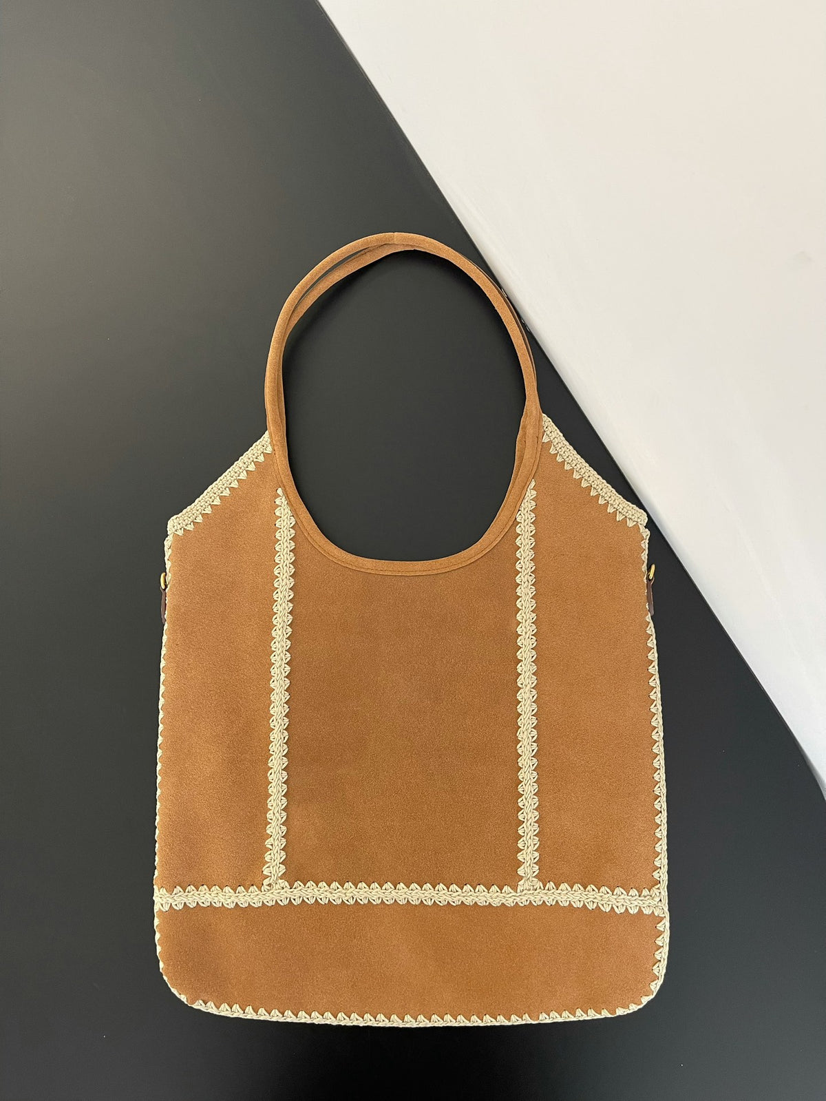 Miu Miu Suede Embroidered Tote Bag – Cognac