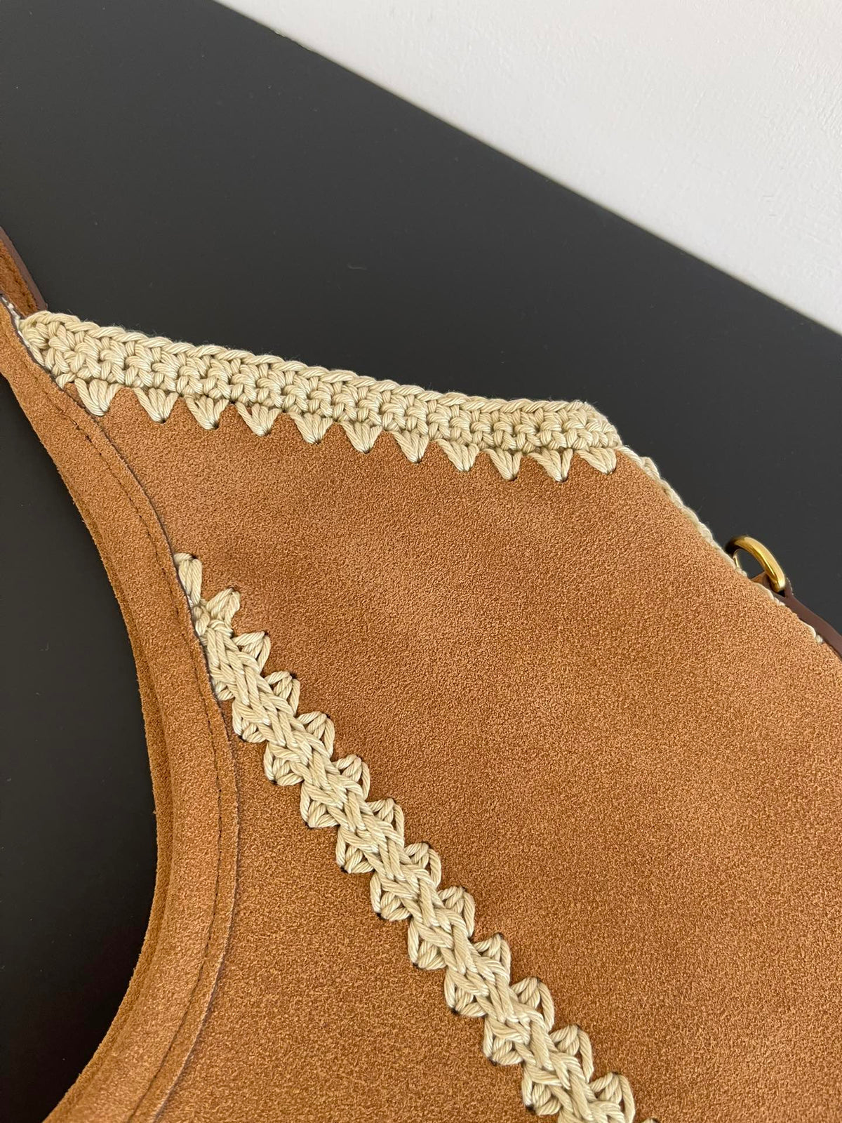Miu Miu Suede Embroidered Tote Bag – Cognac