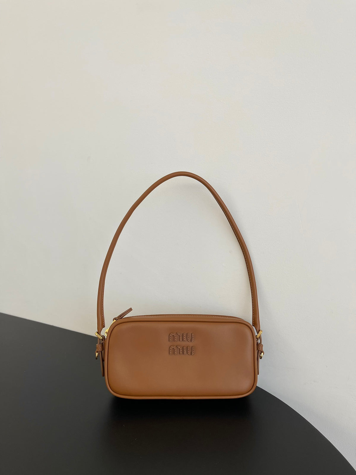 Miu Miu Leather Mini Shoulder Bag – Cognac