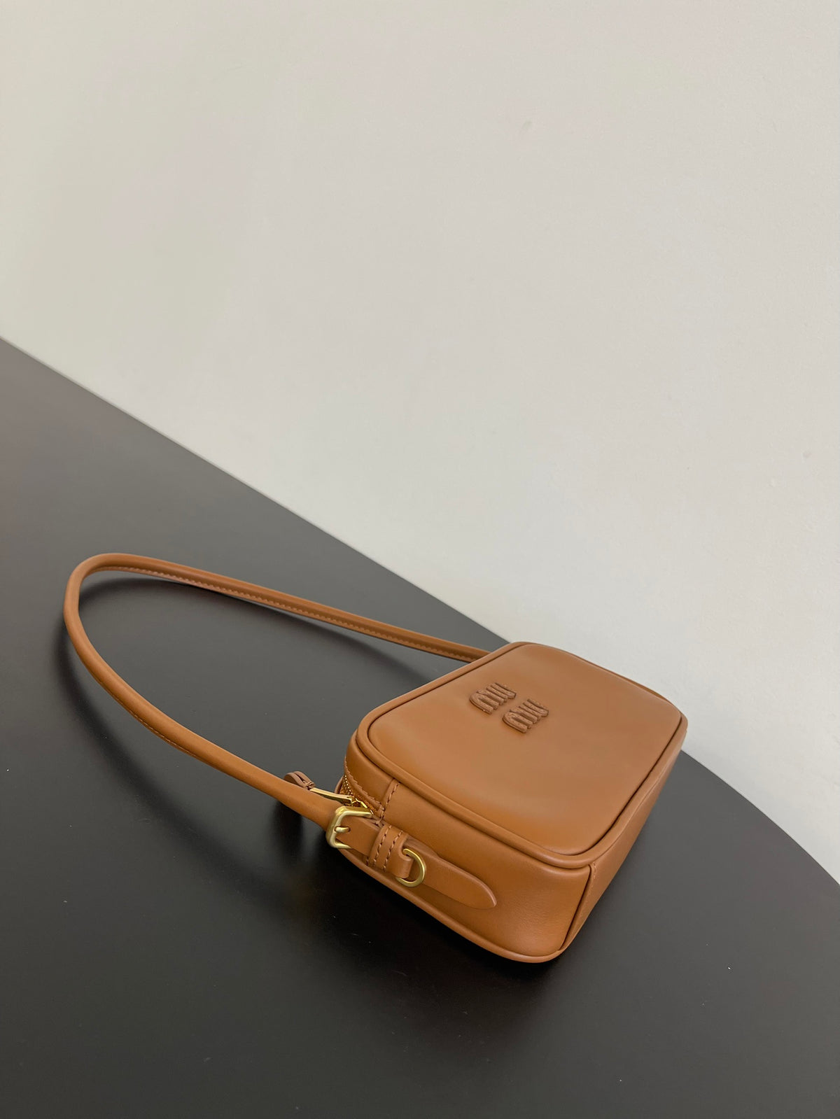 Miu Miu Leather Mini Shoulder Bag – Cognac