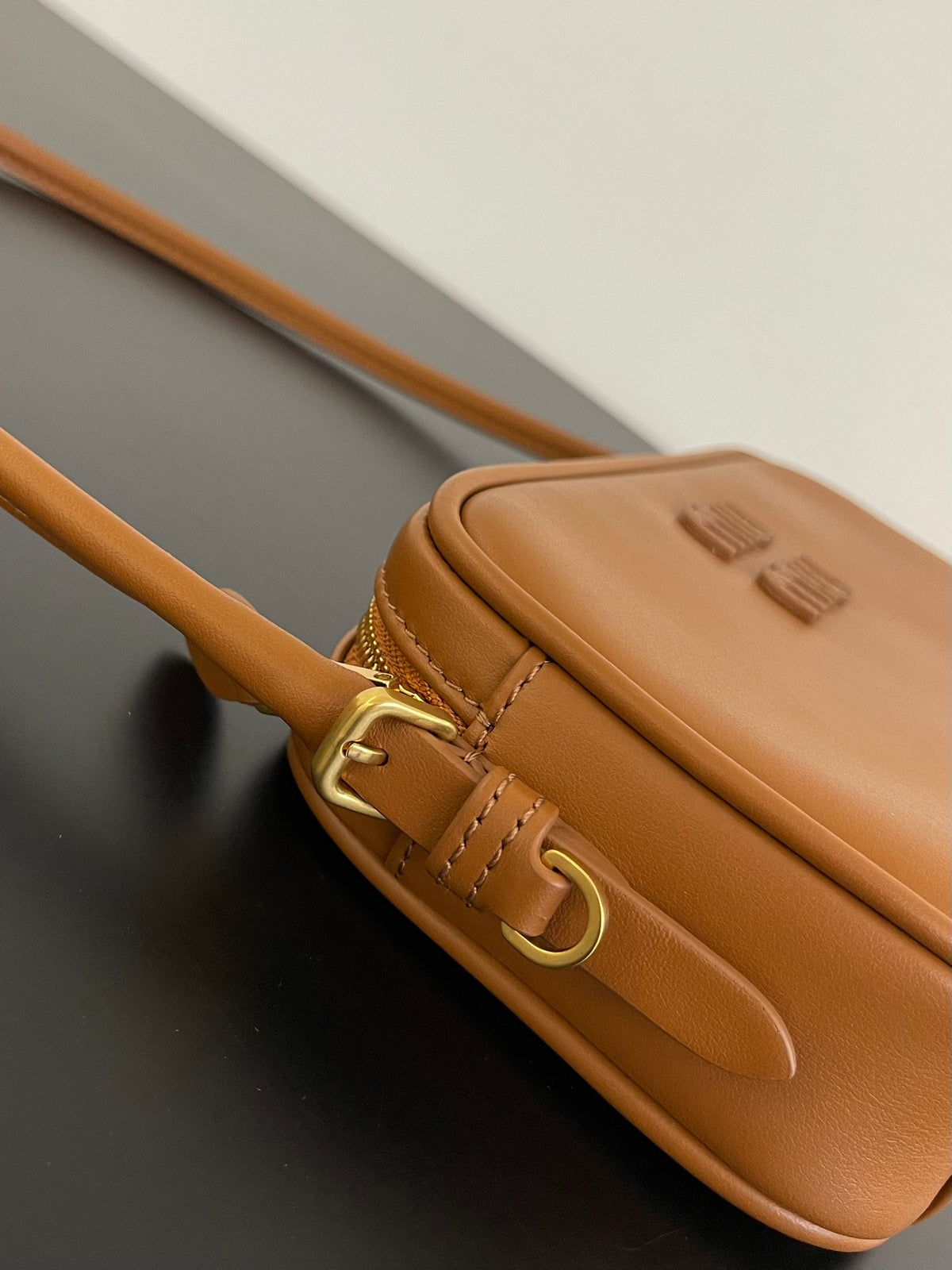 Miu Miu Leather Mini Shoulder Bag – Cognac