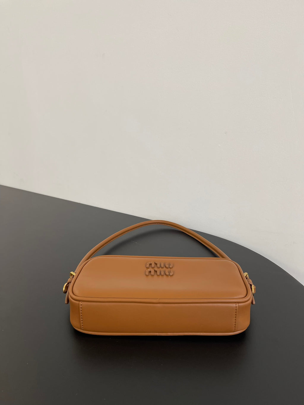 Miu Miu Leather Mini Shoulder Bag – Cognac