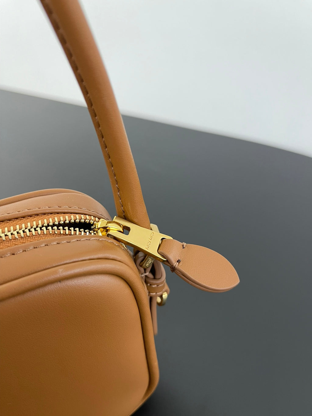 Miu Miu Leather Mini Shoulder Bag – Cognac