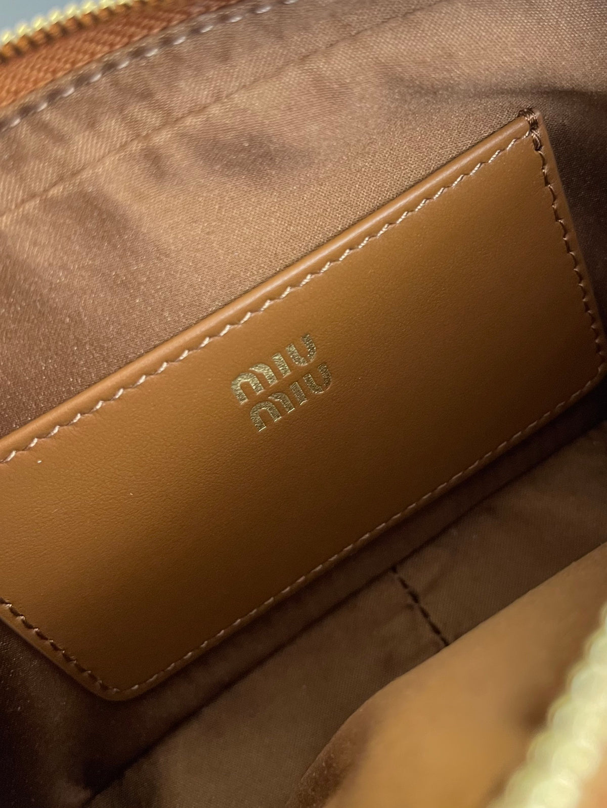 Miu Miu Leather Mini Shoulder Bag – Cognac