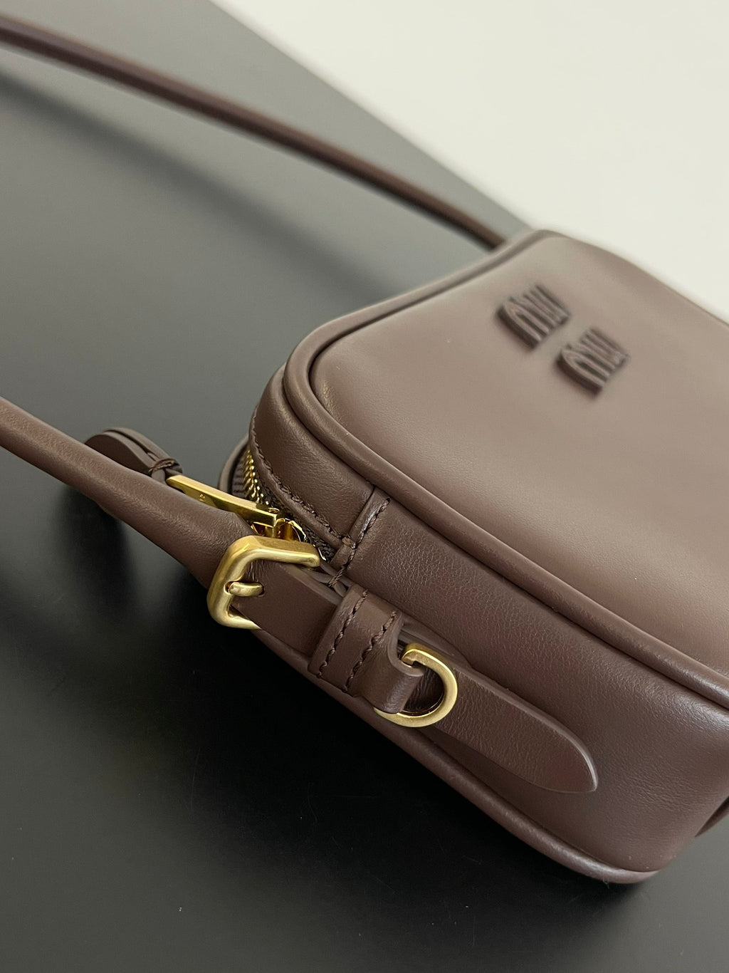 Miu Miu Leather Mini Shoulder Bag – Dark Brown