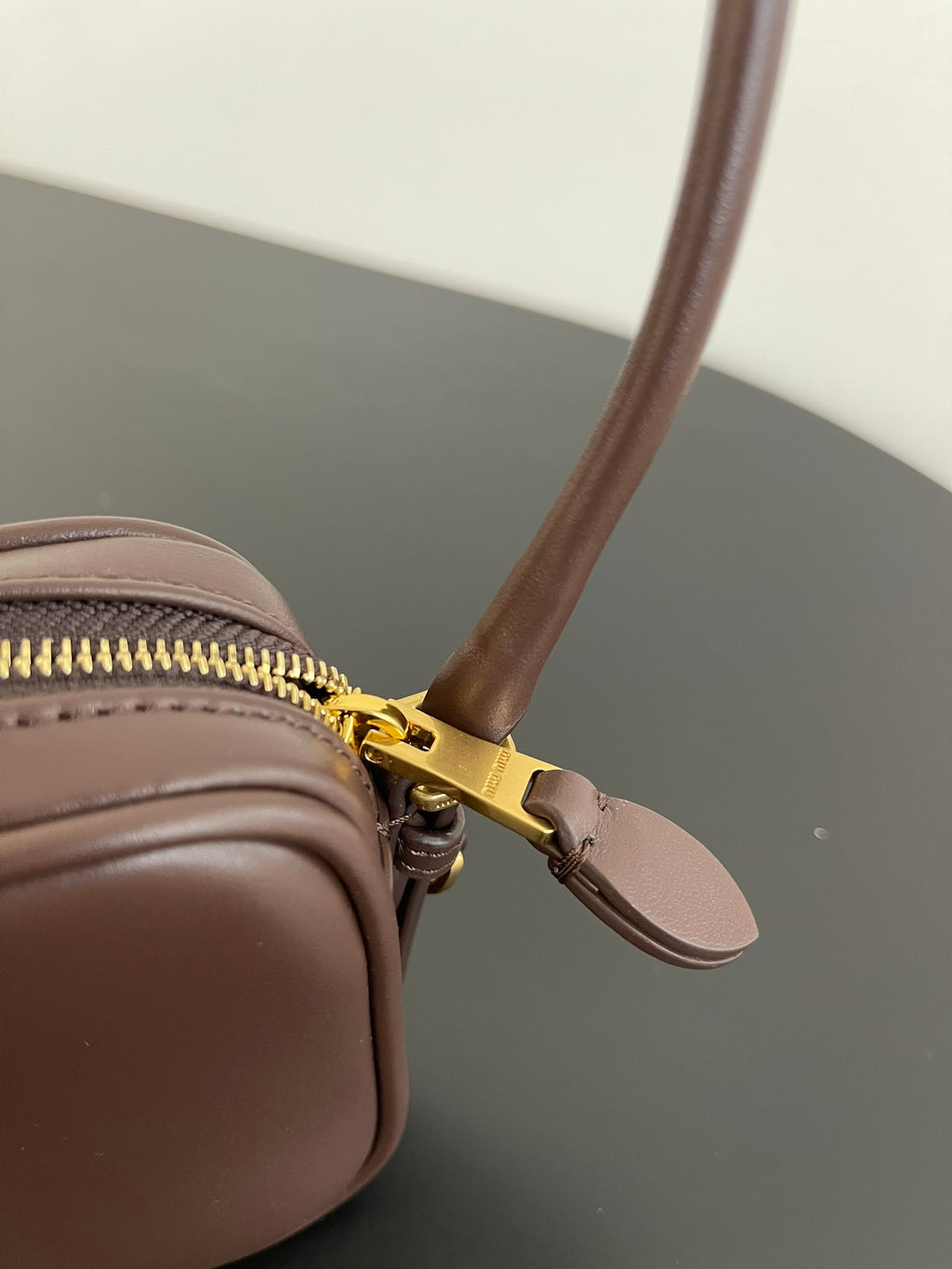 Miu Miu Leather Mini Shoulder Bag – Dark Brown