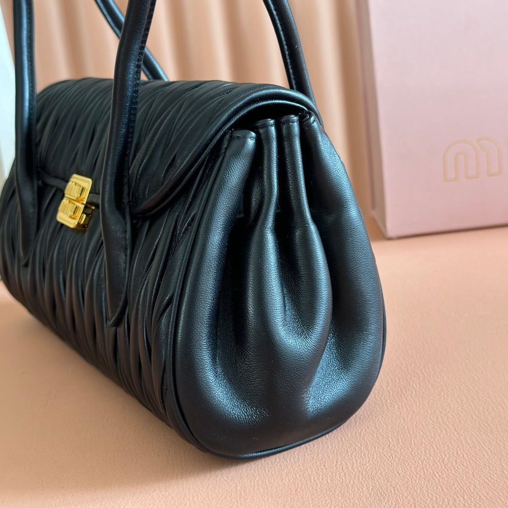Miu Miu Arcadie Matelassé Leather Bag – Black