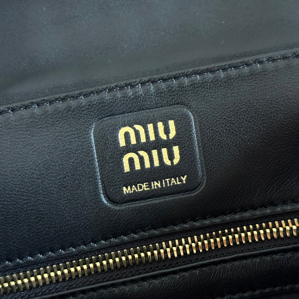 Miu Miu Arcadie Matelassé Leather Bag – Black