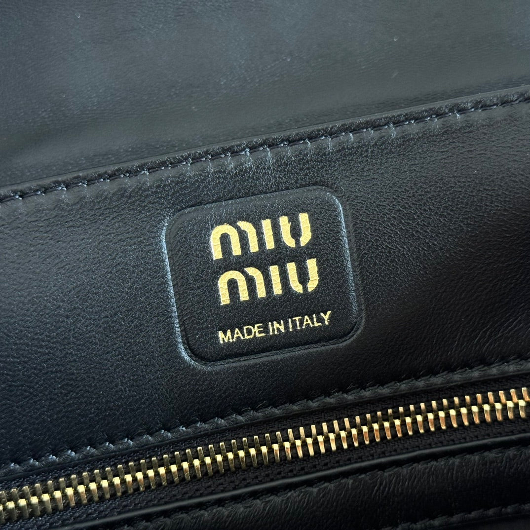 Miu Miu Arcadie Matelassé Leather Bag – Black