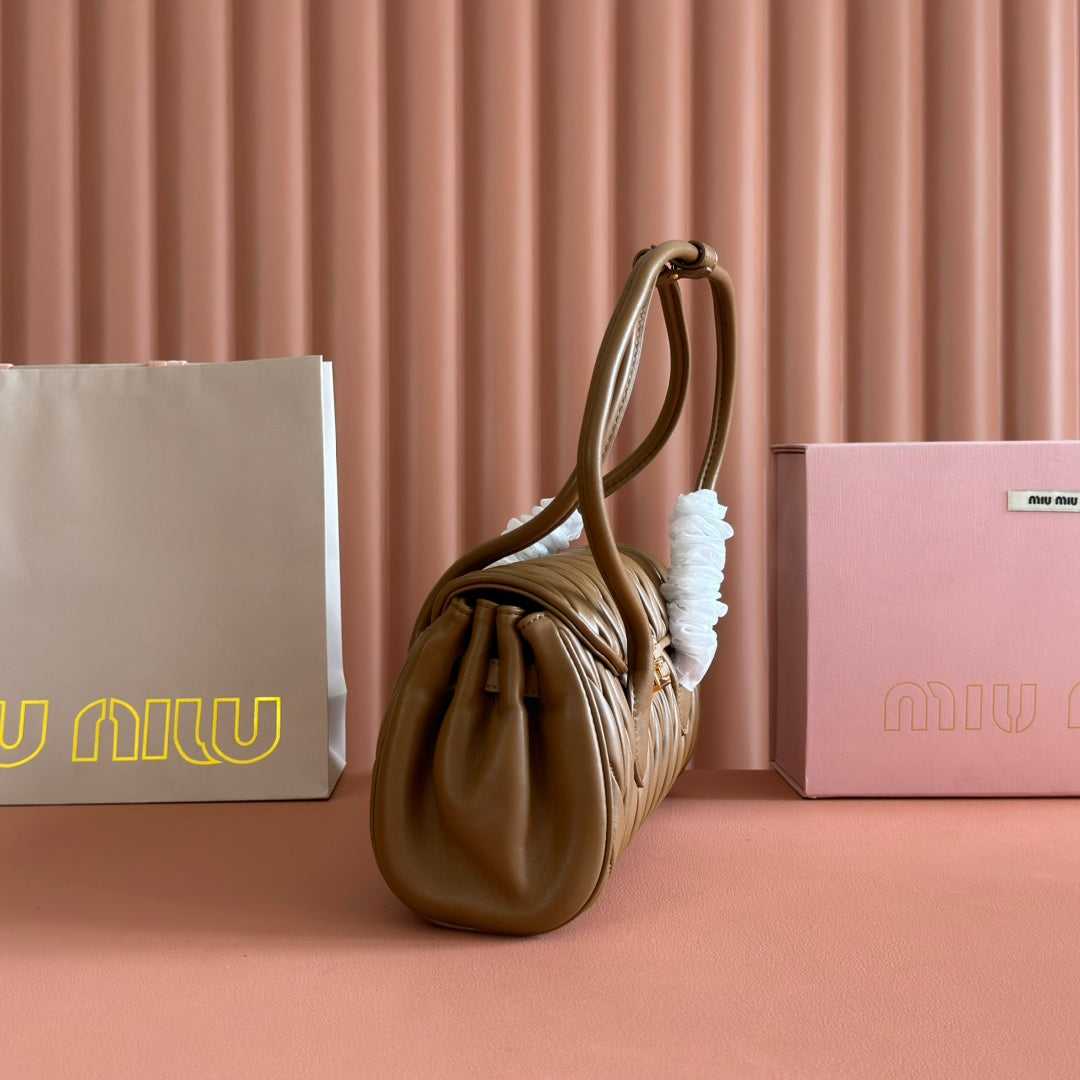 Miu Miu Arcadie Matelassé Leather Bag – Caramel