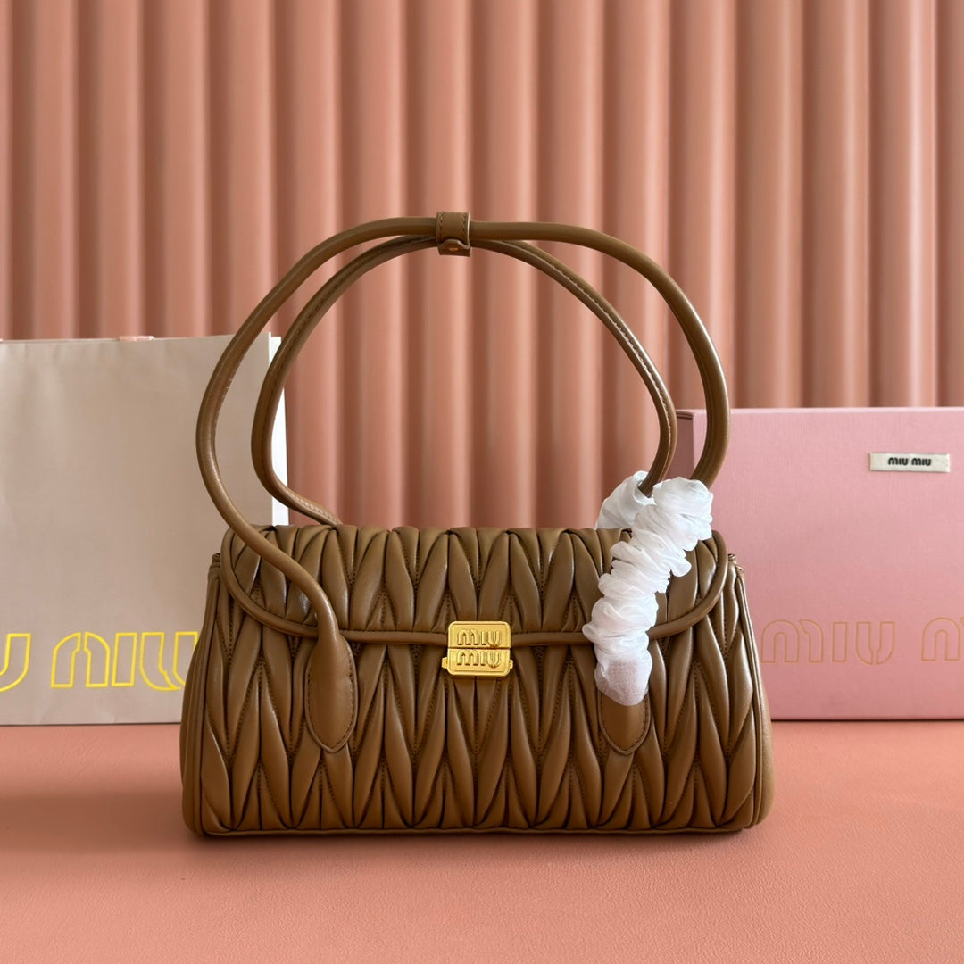 Miu Miu Arcadie Matelassé Leather Bag – Caramel
