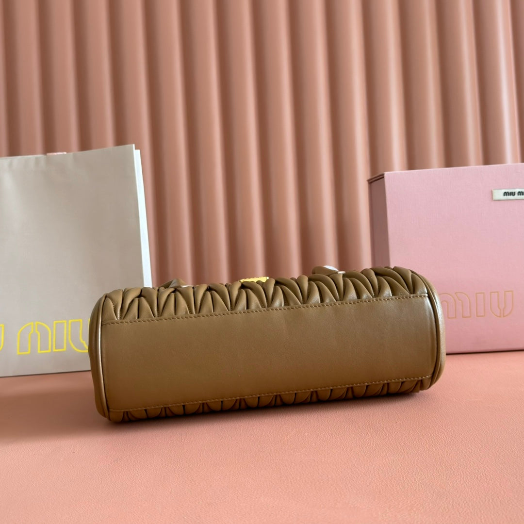 Miu Miu Arcadie Matelassé Leather Bag – Caramel