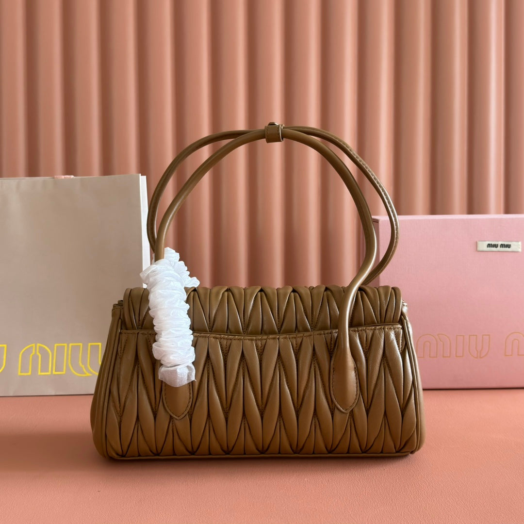Miu Miu Arcadie Matelassé Leather Bag – Caramel