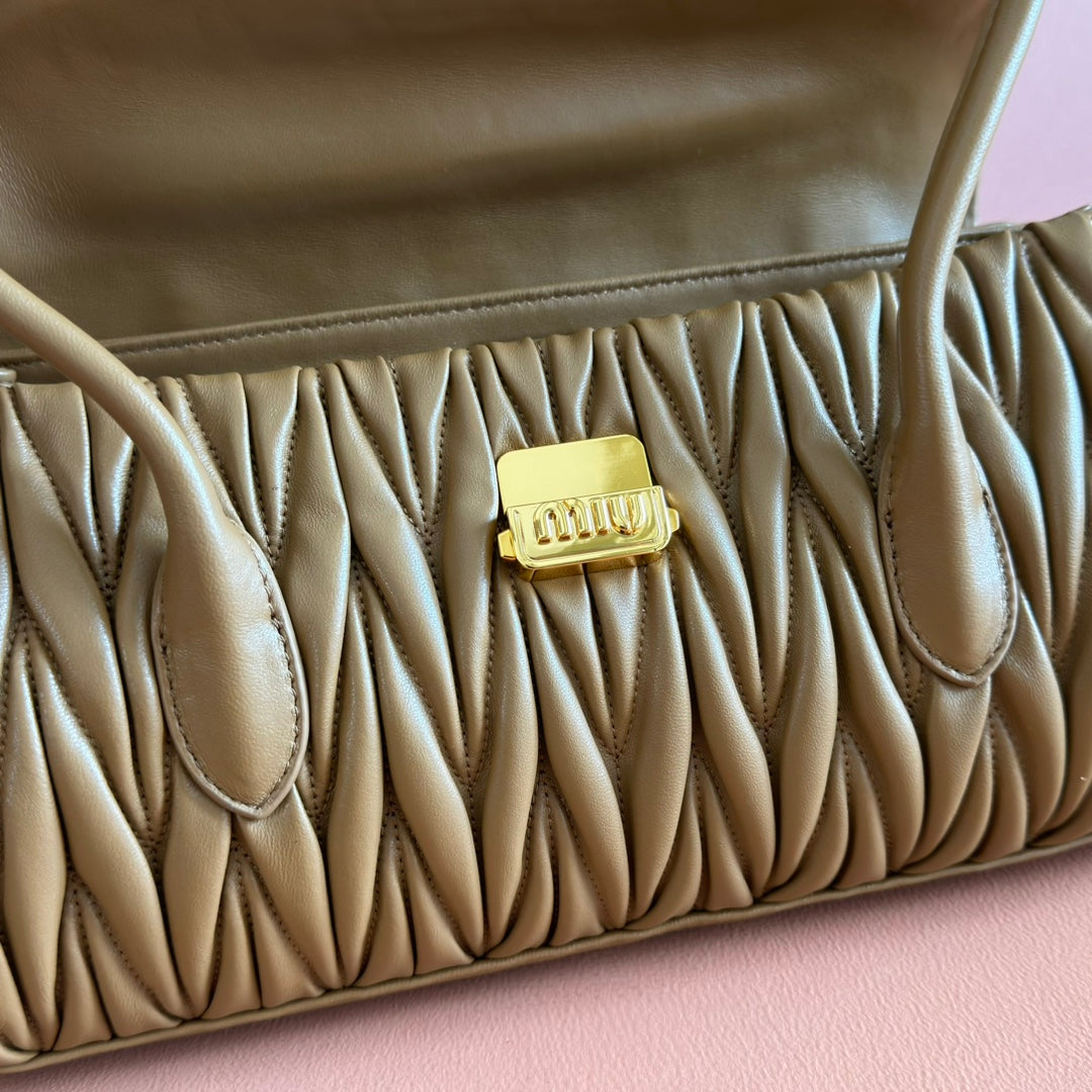 Miu Miu Arcadie Matelassé Leather Bag – Caramel