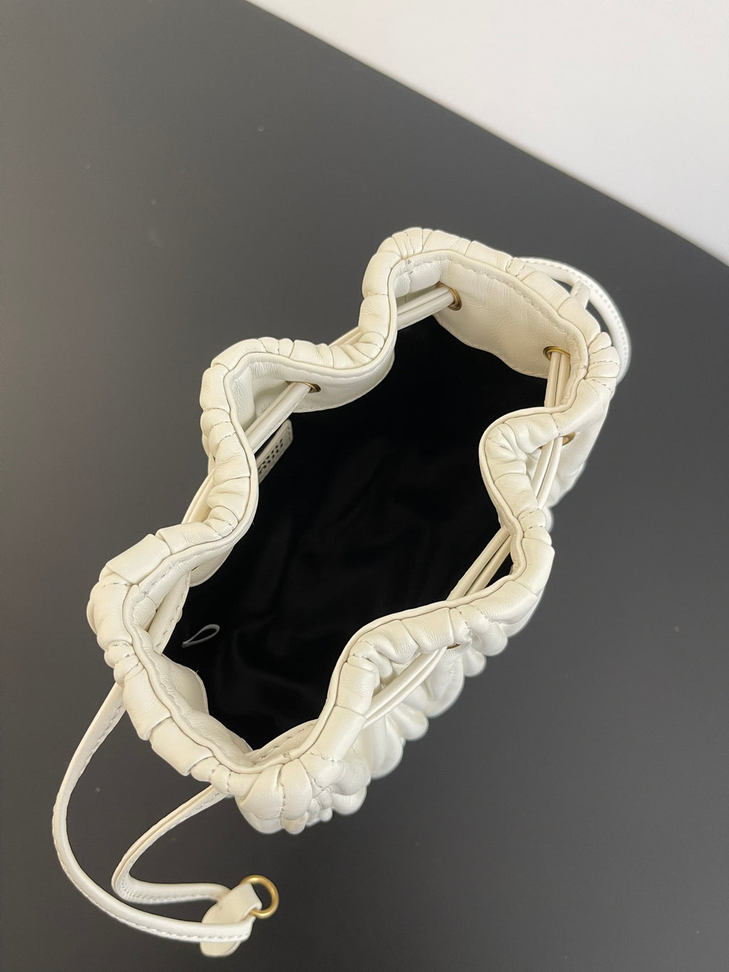 Miu Miu Matelassé Drawstring Mini Bag – White