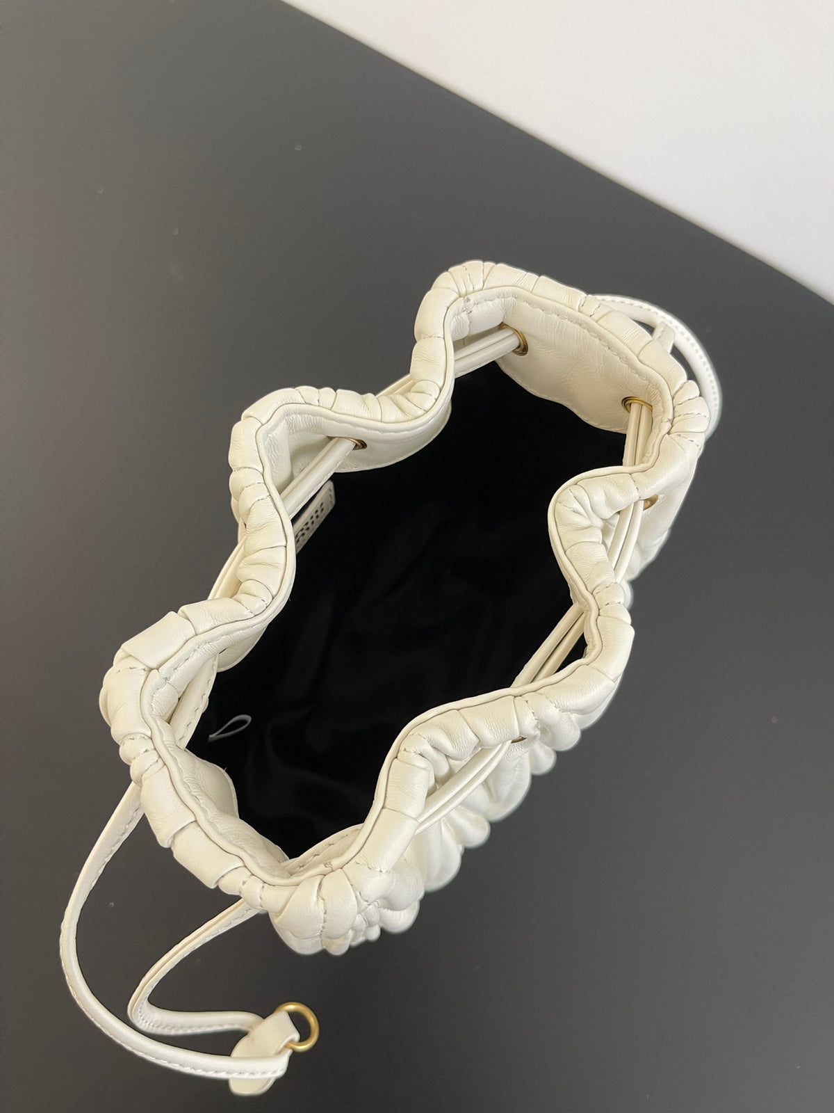 Miu Miu Matelassé Drawstring Mini Bag – White