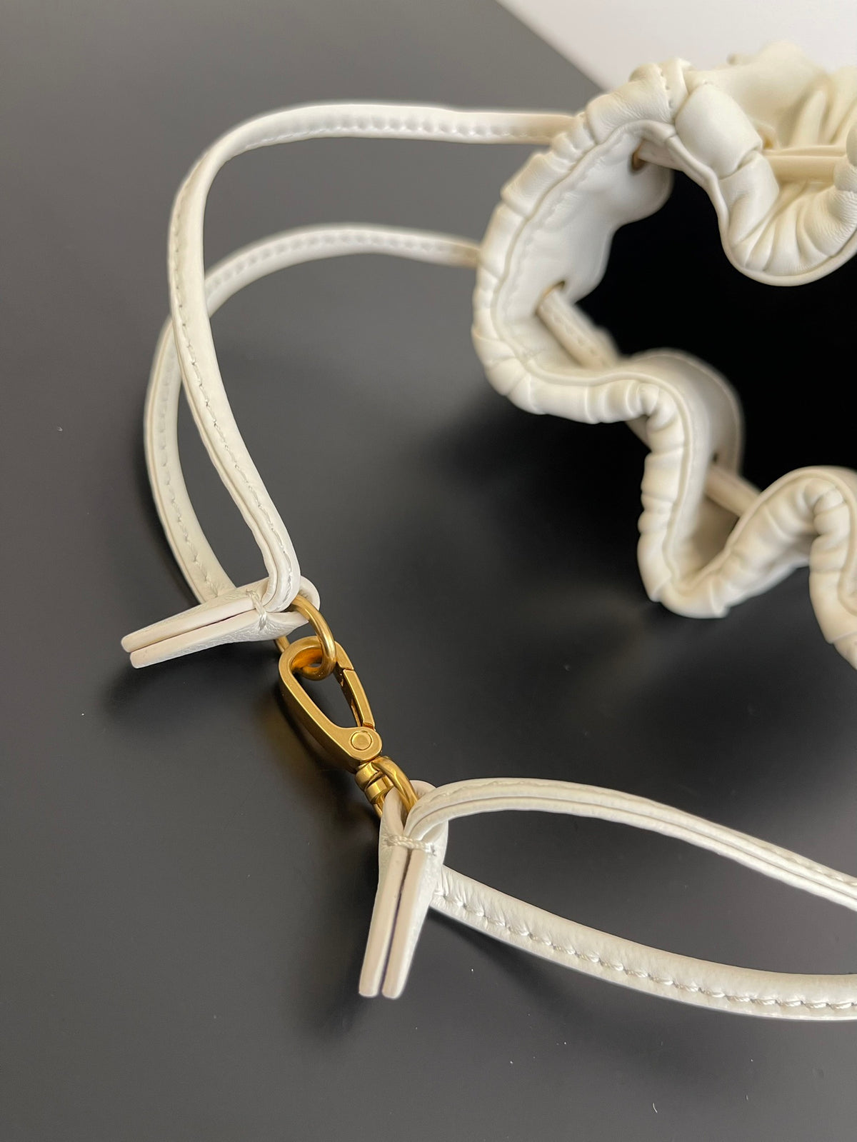 Miu Miu Matelassé Drawstring Mini Bag – White