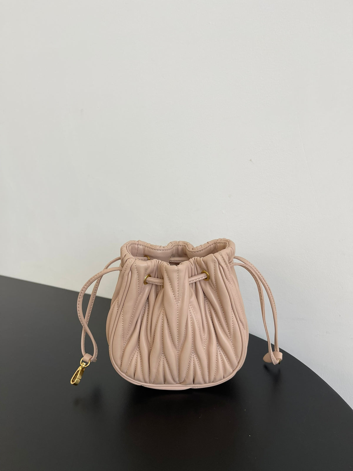 Miu Miu Matelassé Drawstring Mini Bag – Light Pink
