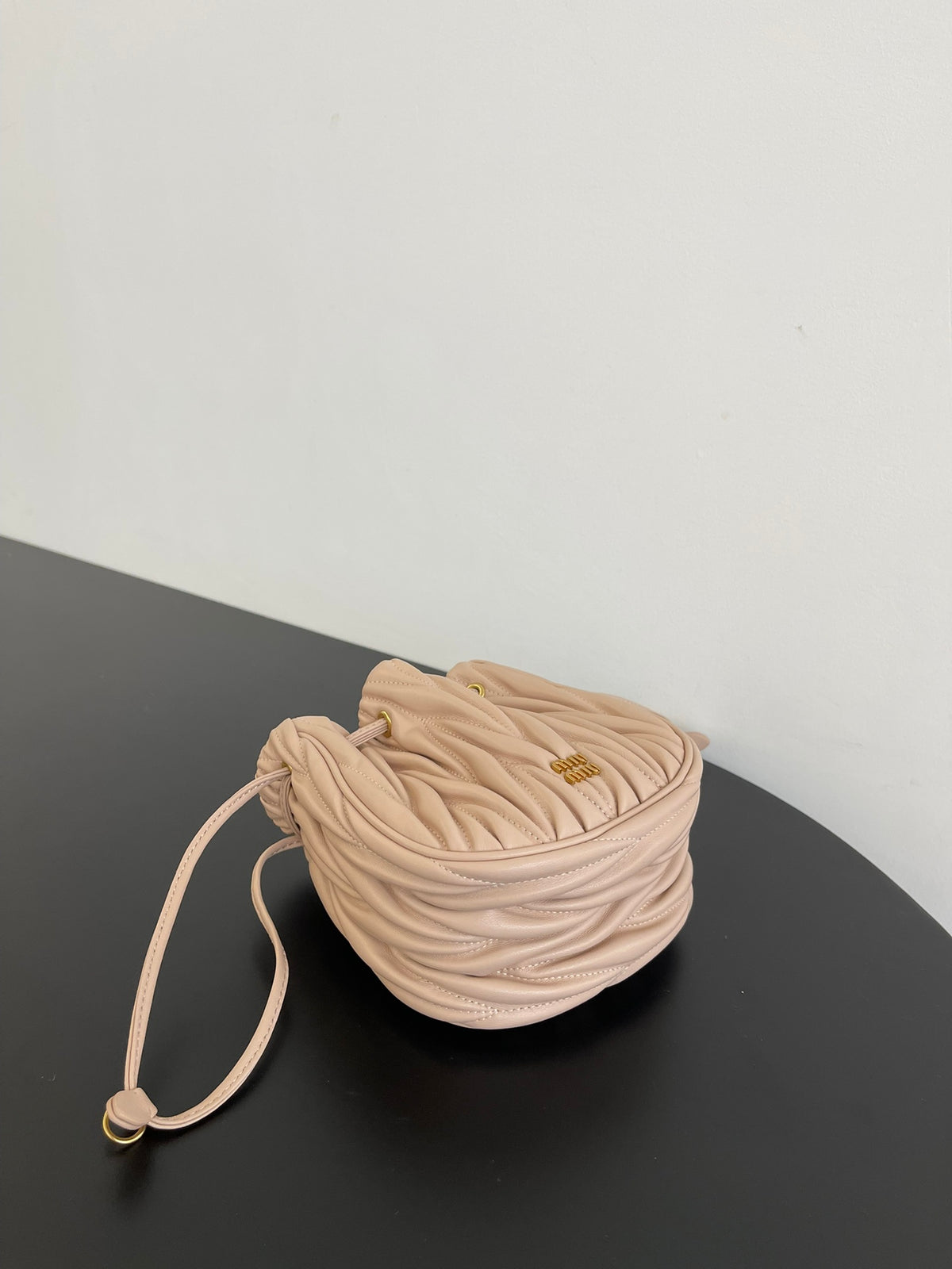Miu Miu Matelassé Drawstring Mini Bag – Light Pink