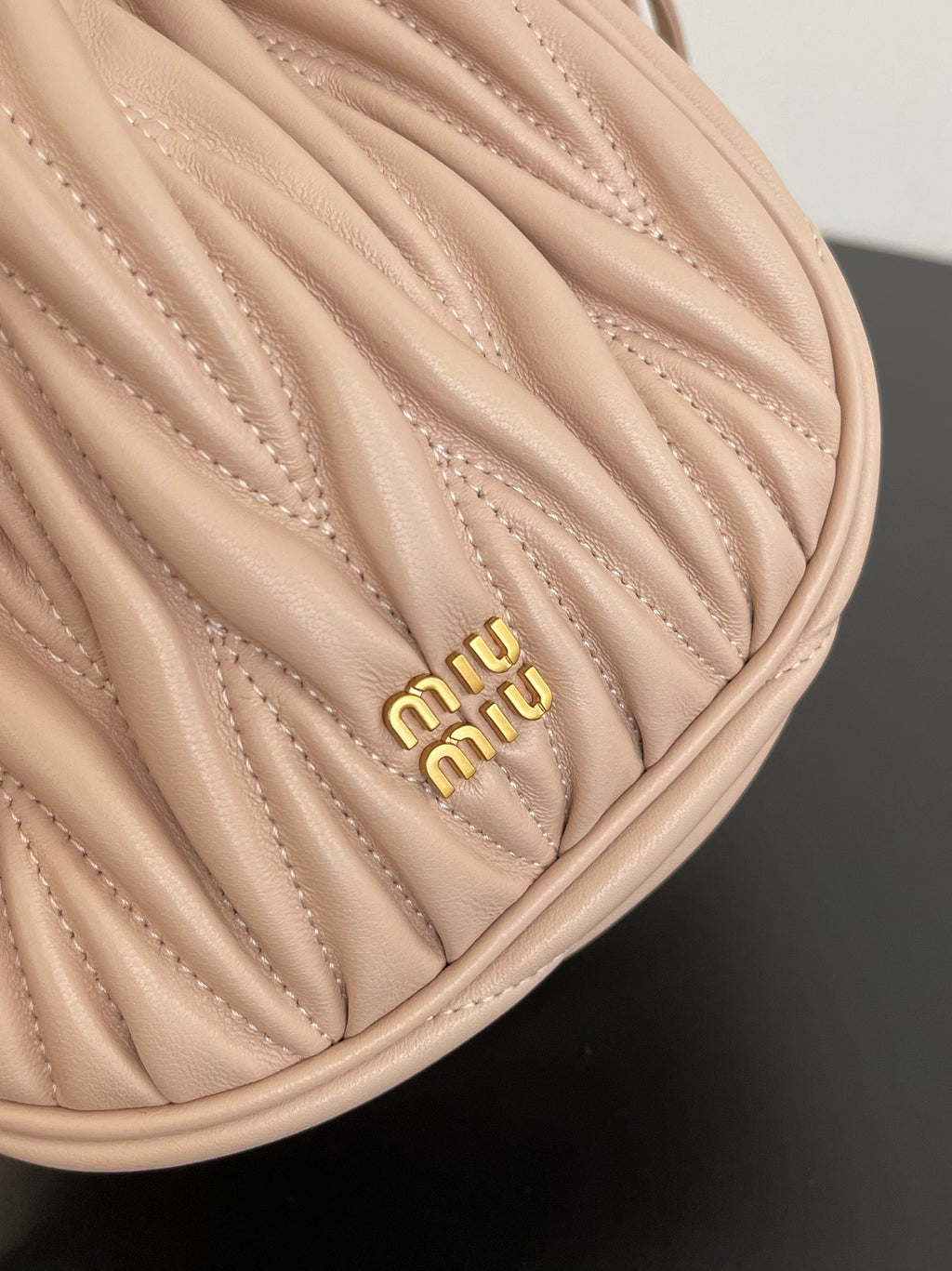 Miu Miu Matelassé Drawstring Mini Bag – Light Pink