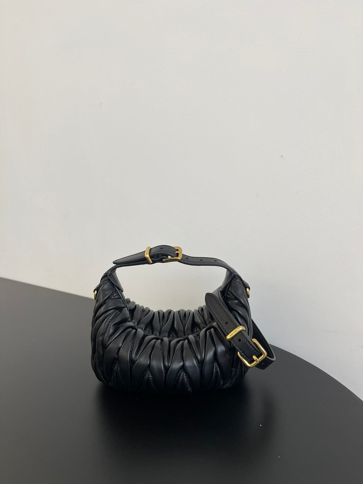 Miu Miu Wander Matelassé Hobo Bag – Black