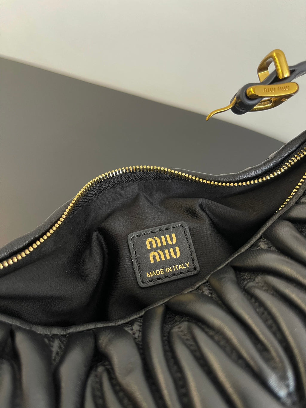 Miu Miu Wander Matelassé Hobo Bag – Black