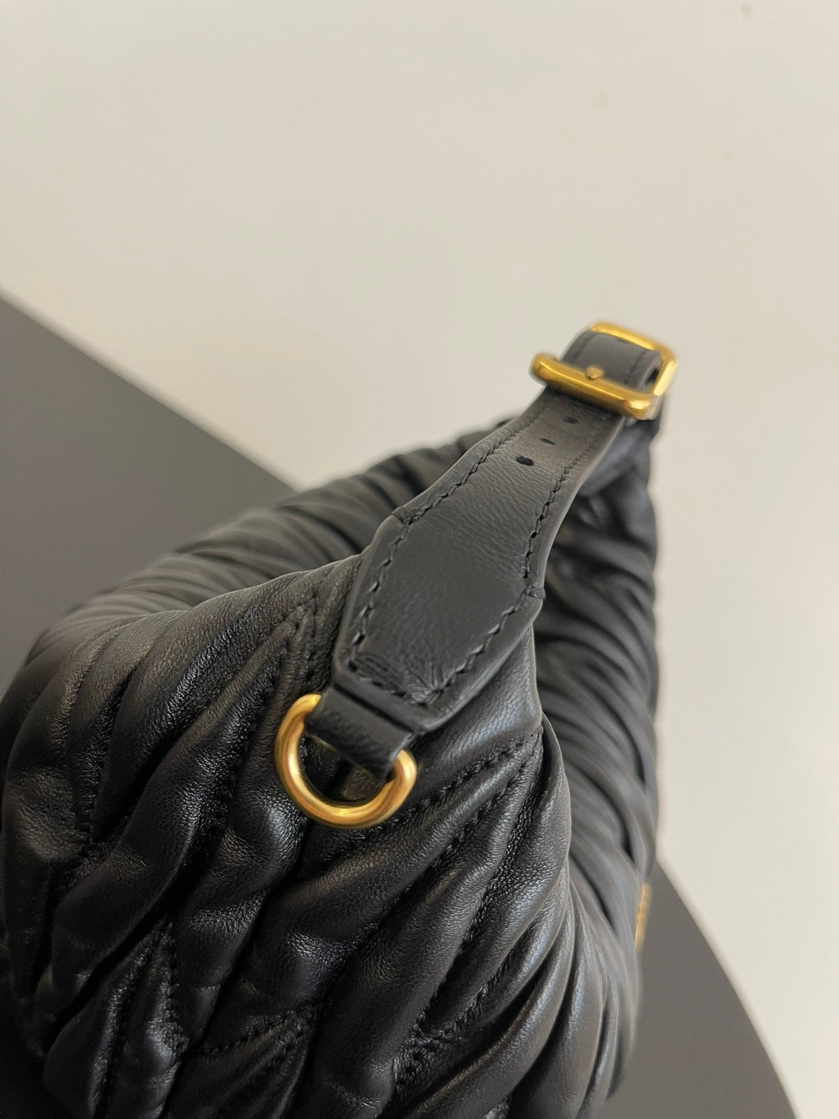 Miu Miu Wander Matelassé Hobo Bag – Black