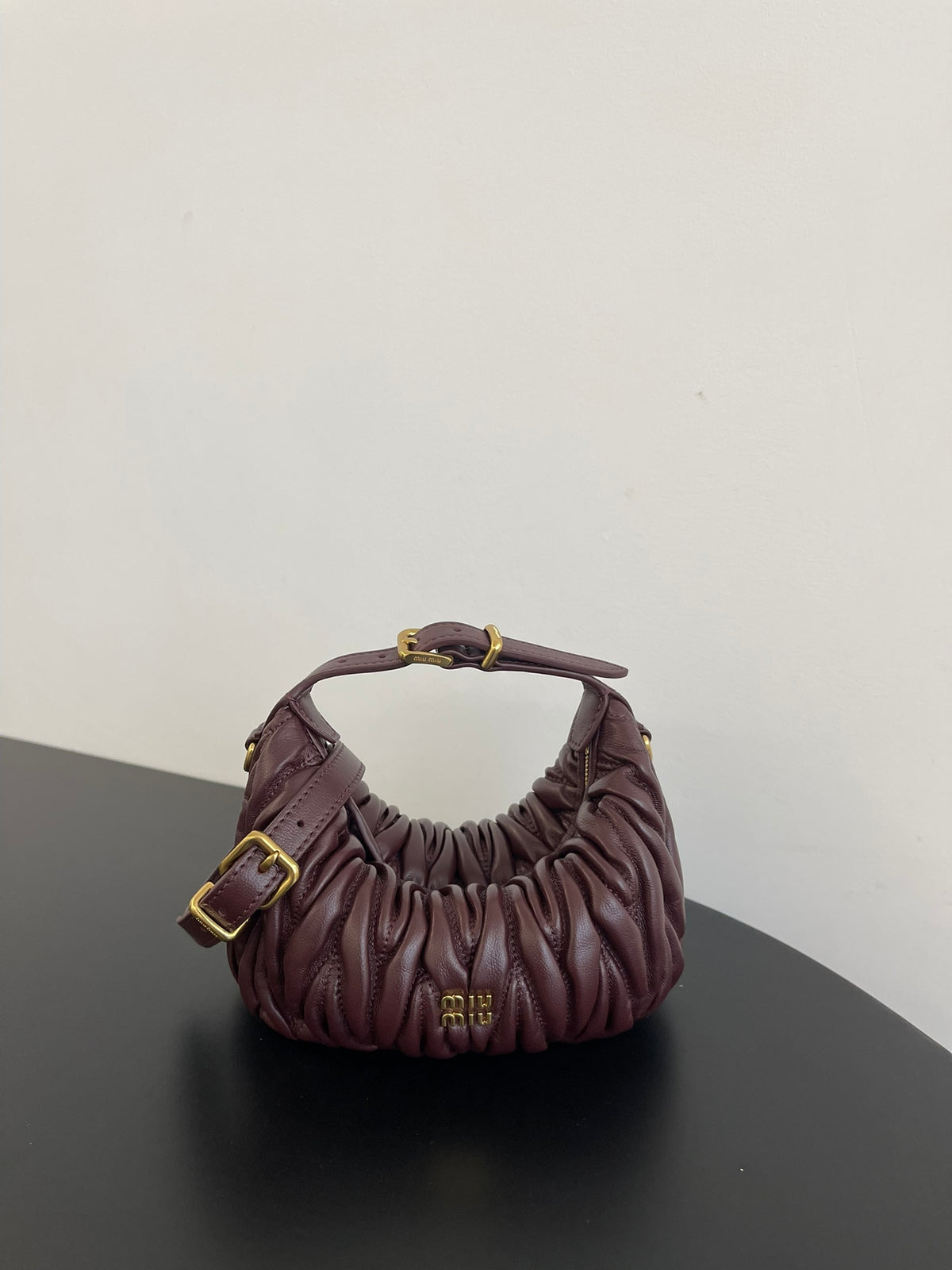 Miu Miu Wander Matelassé Hobo Bag – Burgundy