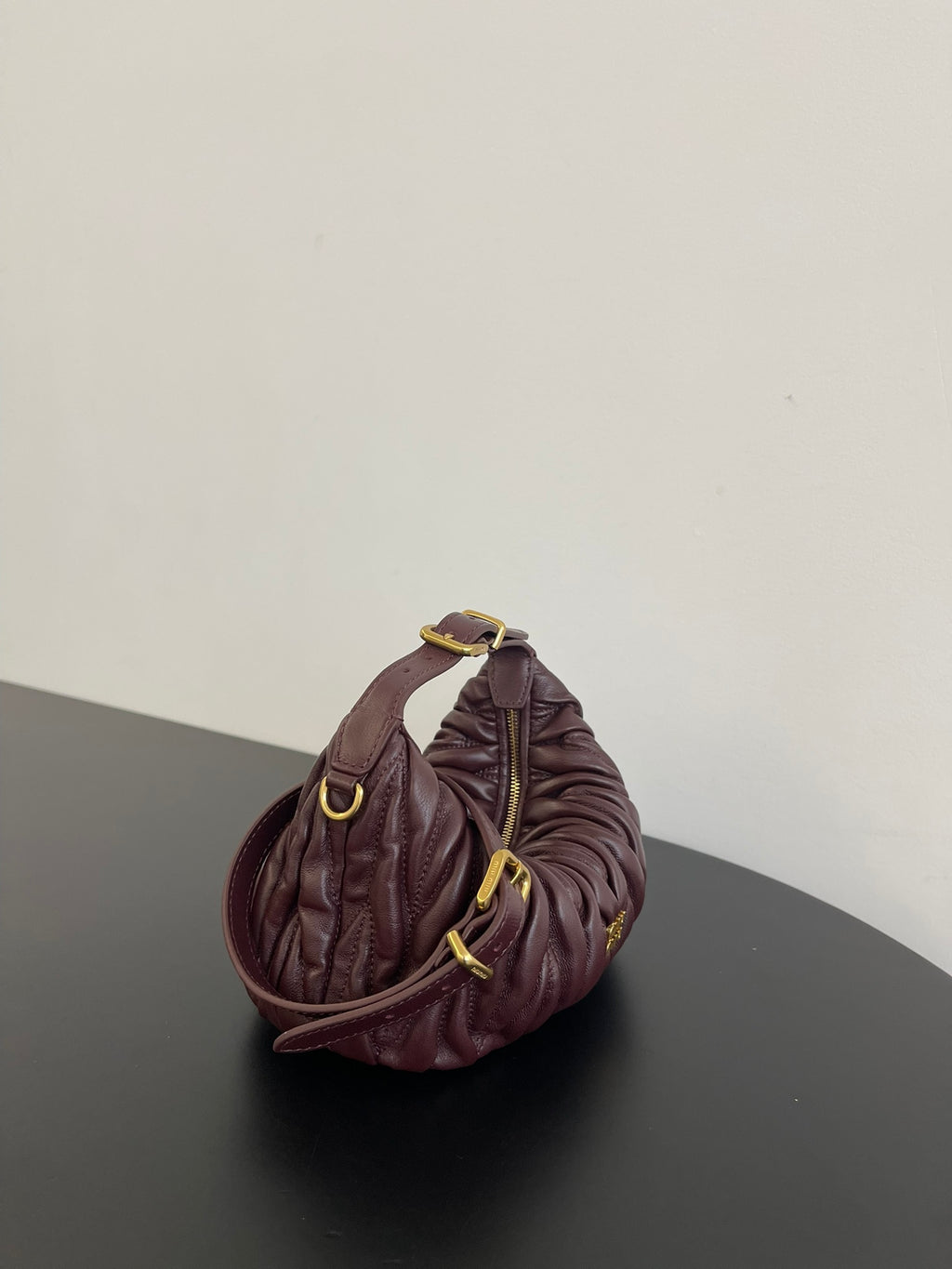 Miu Miu Wander Matelassé Hobo Bag – Burgundy