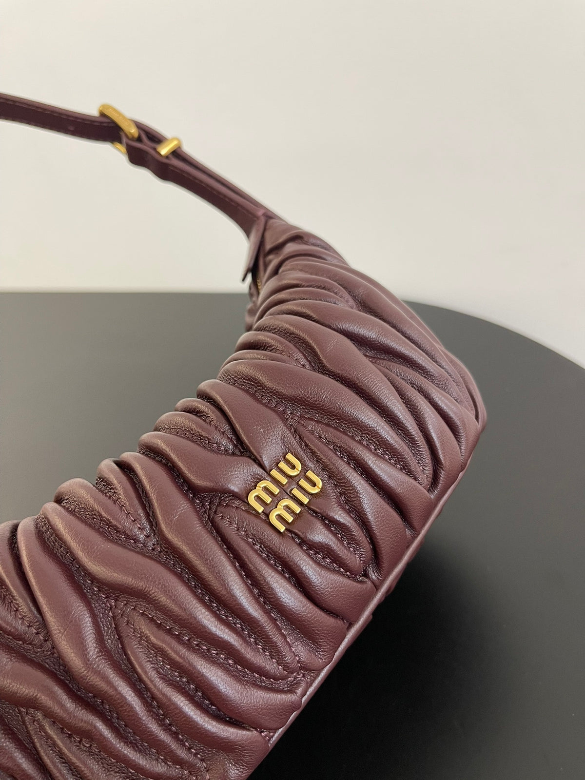 Miu Miu Wander Matelassé Hobo Bag – Burgundy