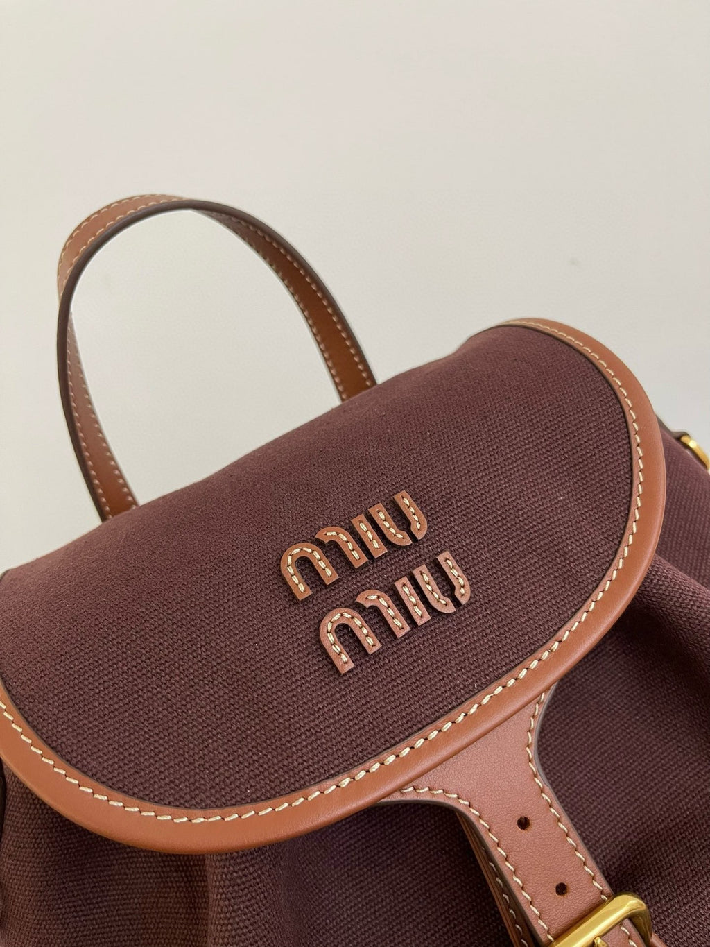 Miu Miu Canvas Backpack – Dark Brown