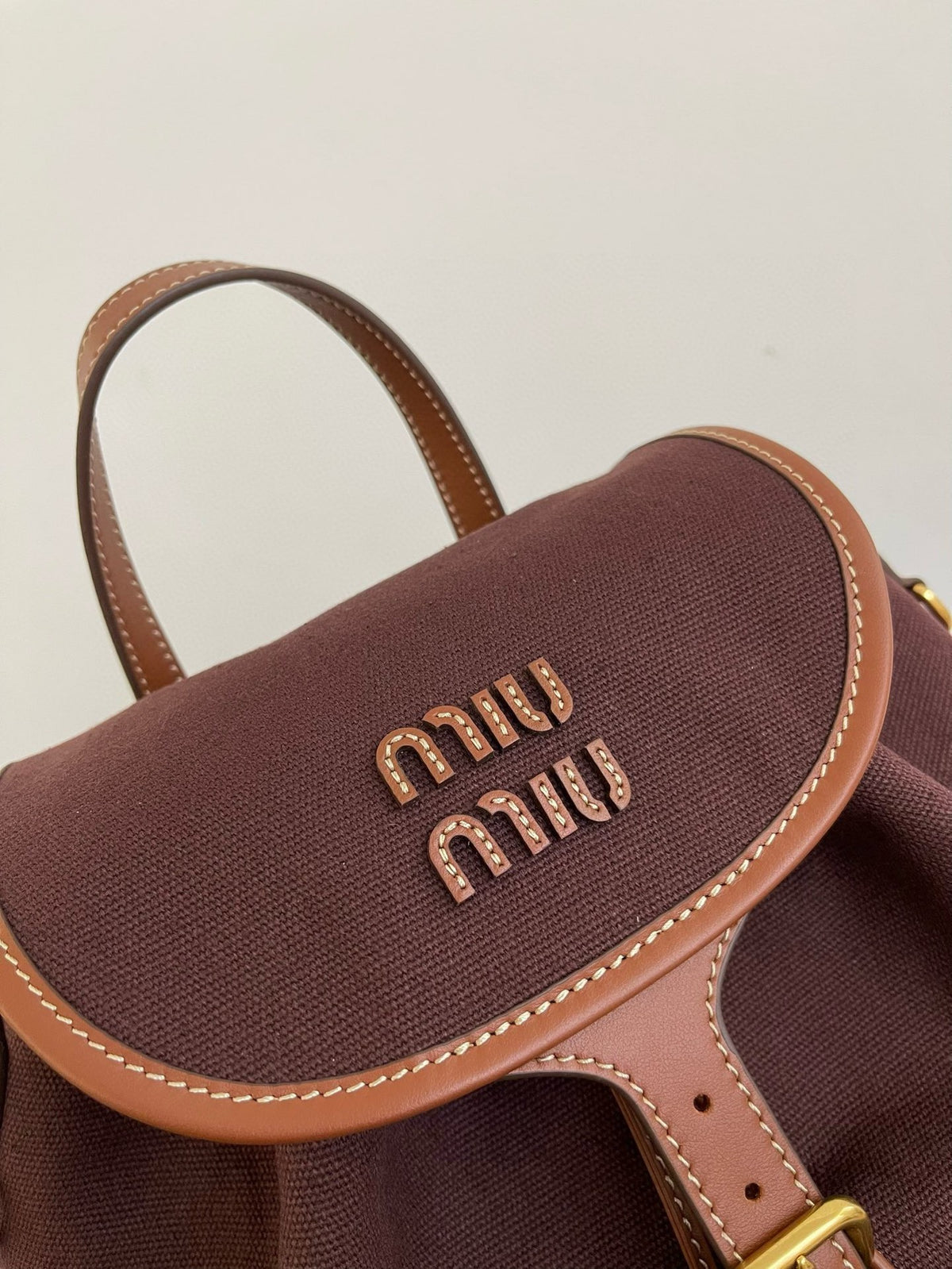 Miu Miu Canvas Backpack – Dark Brown