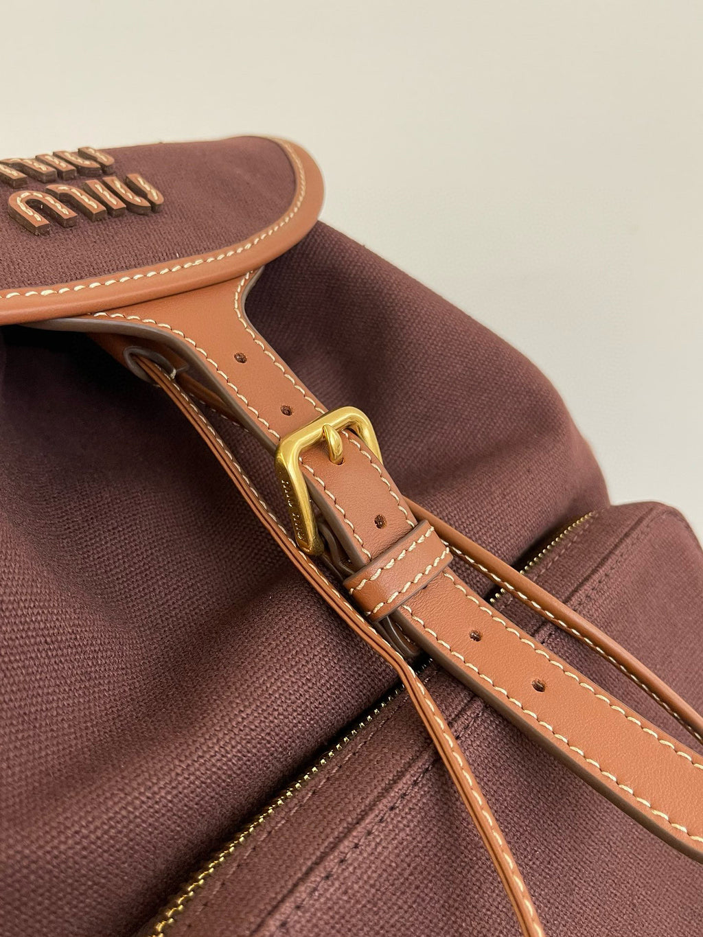 Miu Miu Canvas Backpack – Dark Brown
