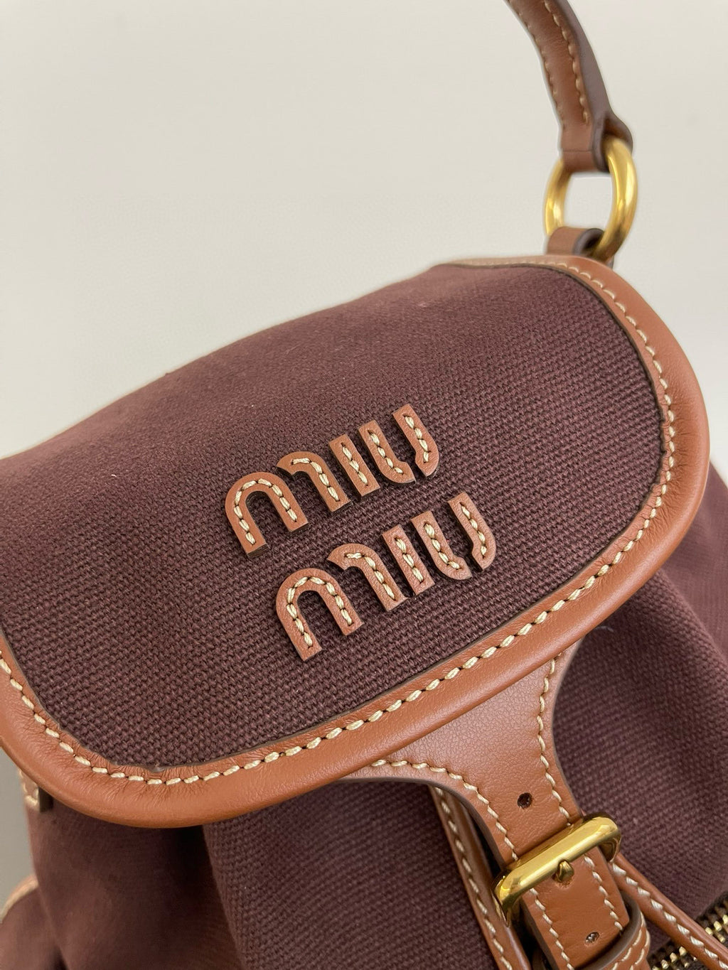 Miu Miu Canvas Mini Backpack – Dark Brown