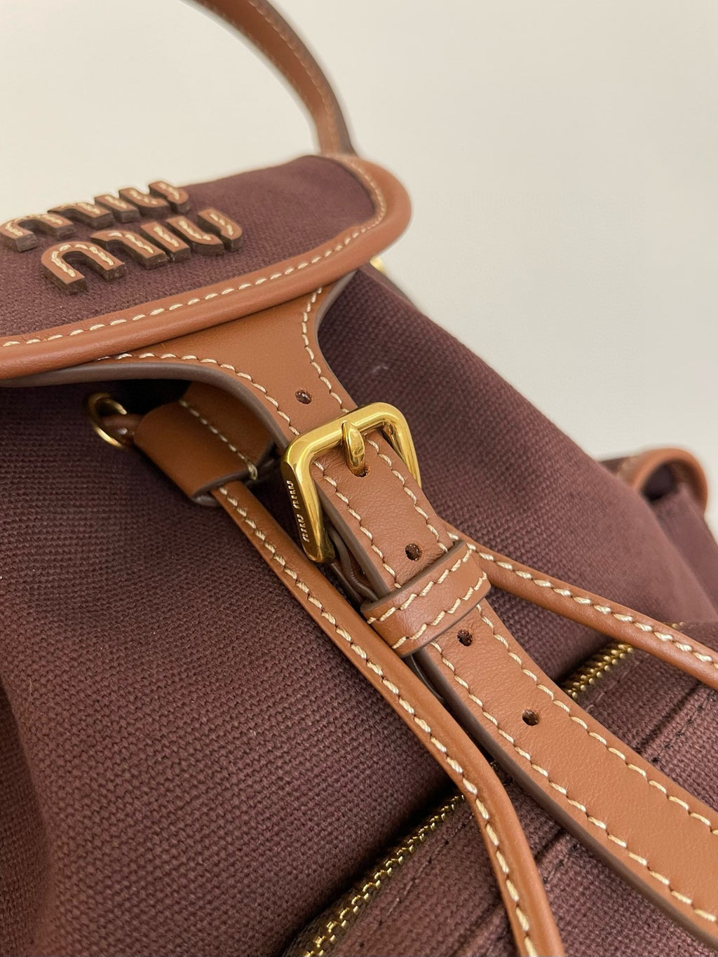 Miu Miu Canvas Mini Backpack – Dark Brown