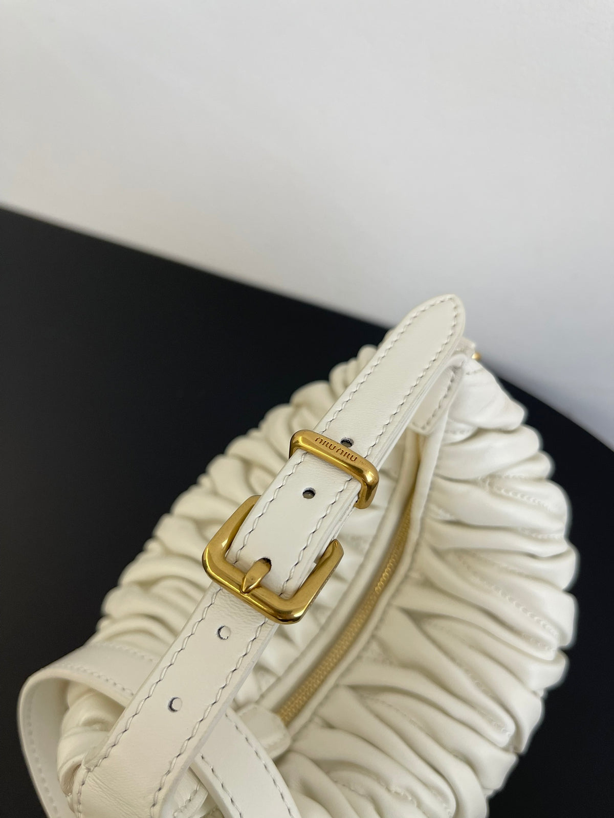 Miu Miu Wander Matelassé Hobo Bag – White