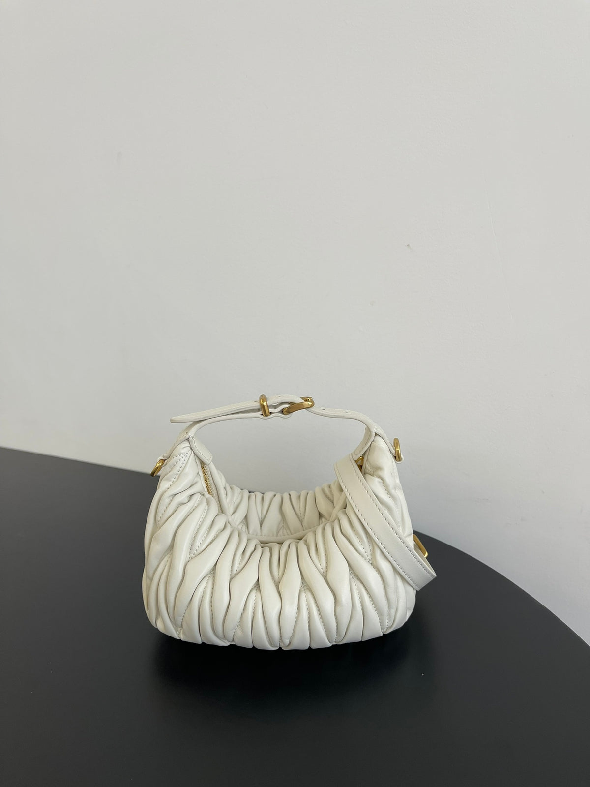 Miu Miu Wander Matelassé Hobo Bag – White